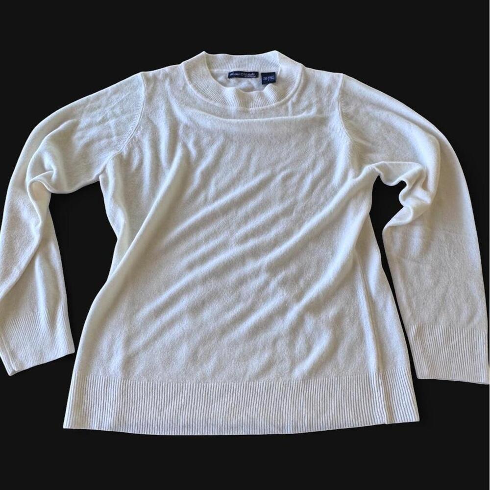 Laura Michelle Sweater Womens Large White Crew Neck Lightweight Knit Pullover